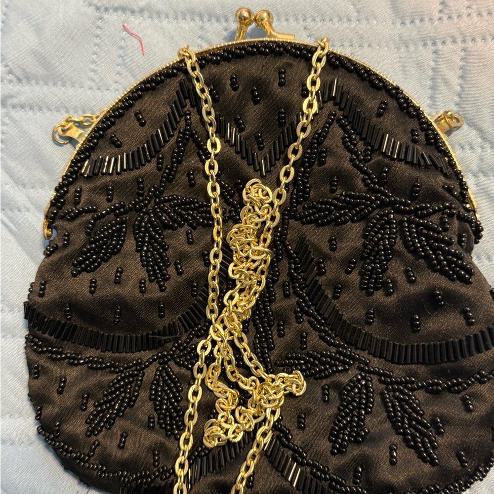 Elegant Black Beaded Evening Bag